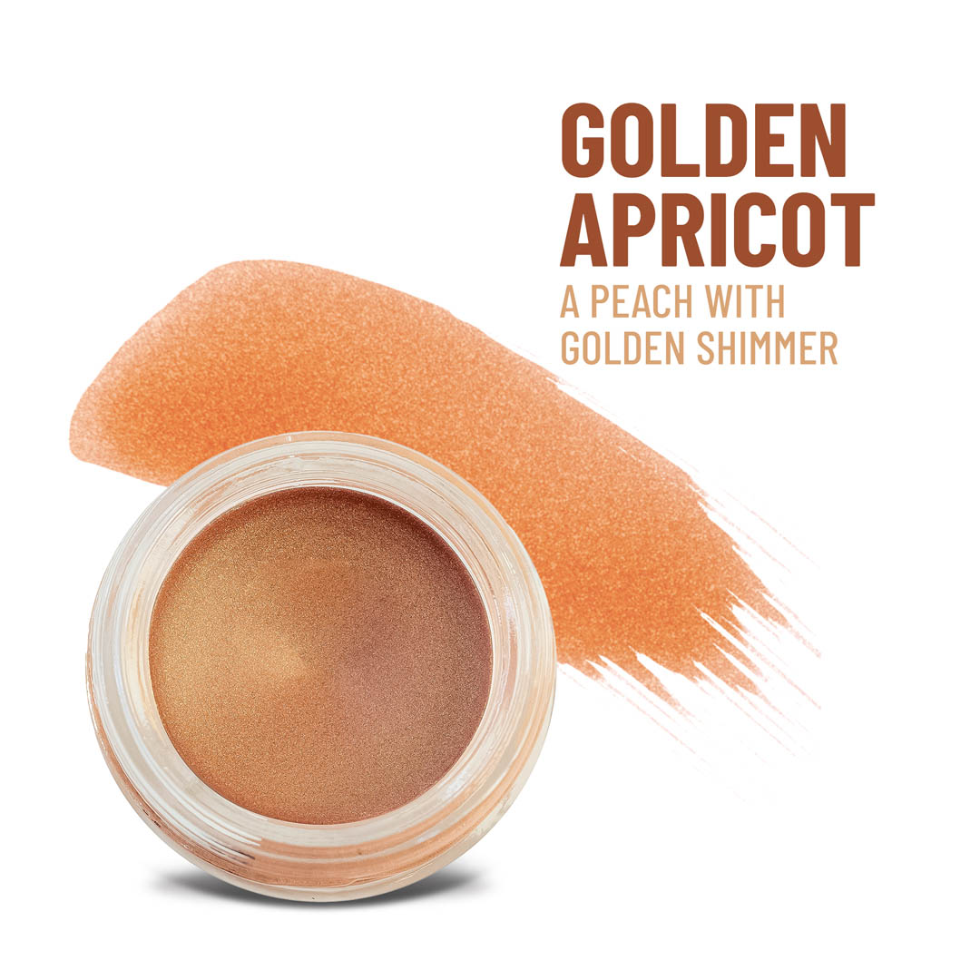 Golden Apricot Any Wear Creme - A Waterproof Multi-tasking creme to powder product for eyes, cheeks & lips. Can be worn anywhere